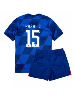 Kroatien Mario Pasalic #15 Auswärts Trikotsatz für Kinder EM 2024 Kurzarm (+ Kurze Hosen)